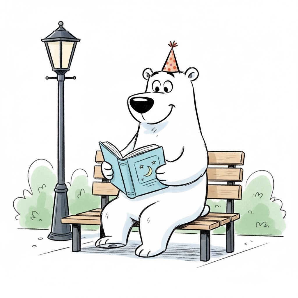 Doogie reading a book